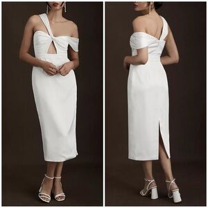 New BHLDN Carly Cushnie Astaire Asymmetrical Off Shoulder Cutout Sheath Dress 8